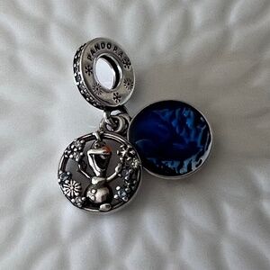 🆕 New Pandora Disney Frozen Snow Olaf Double Dangle Charm
